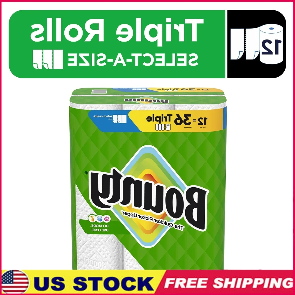 kf-Sef8b2faac74144719674a51a843c806es Select-A-Size Paper Towels 12 Triple Rolls 123 Sheets Durable Diamond Texture Absorbent Pick-a-Size Quick Cleanup Household - Image 1