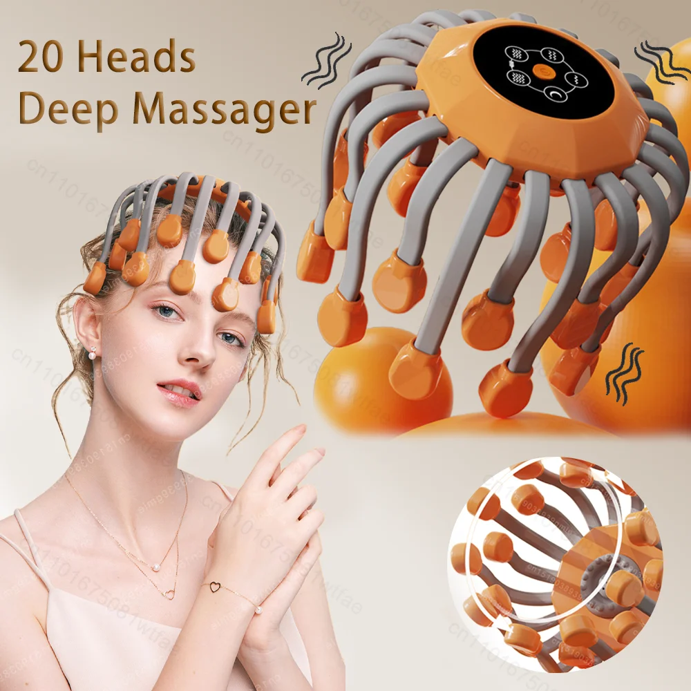 kf-Sf4147cb901e64f8ab9e848242b987dbbq 20-Claw Full Wrap Head Massage Machine 360 Degree Tms Electric Point Massager Health Care Octopus Scalp Scratcher for Relaxation - Image 1