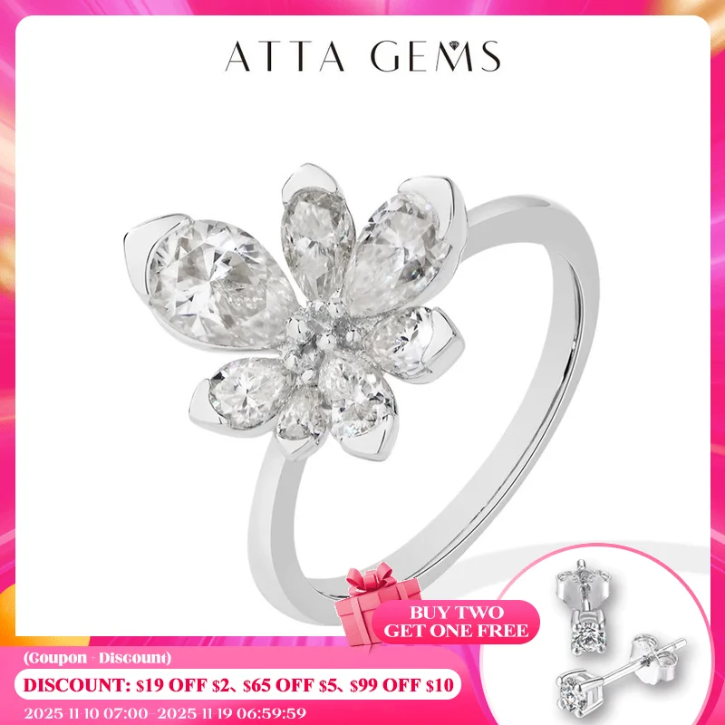 kf-Sf6a5ae7ec6984d77abd7d3261f6ad045D ATTAGEMS 925 Sterling Silver Luxury Women Ring Flowers DVVS1 Moissanite Pear-cut Classical Band Engagement Wedding Fine Jewelry - Image 1