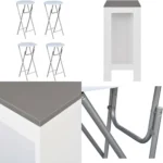 Set of 4 High Round White MDF Bistro Bar Tables for Standing Dining, Durable and Stylish