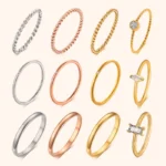 Chic Twisted Rope Slim Ring for Women, Stainless Steel Metal Wedding Rings Finger Band, New Elegant Simple Vintage Party Jewelry