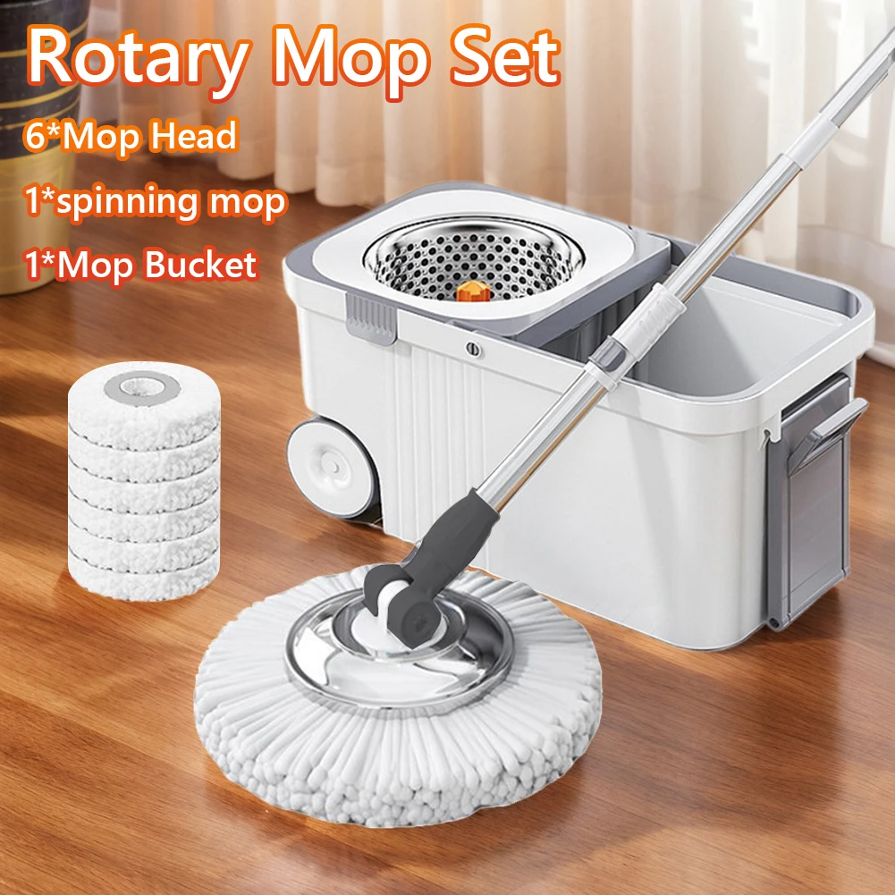 kf-Sf8ca3e85e41d4d81aa72ca8cd0cba621j Spin Mop Bucket 6 Microfiber Refills Household Cleaning Automatic Spin Mop Hand-Free Automatic Dehydration Mop for Home Cleaning - Image 1