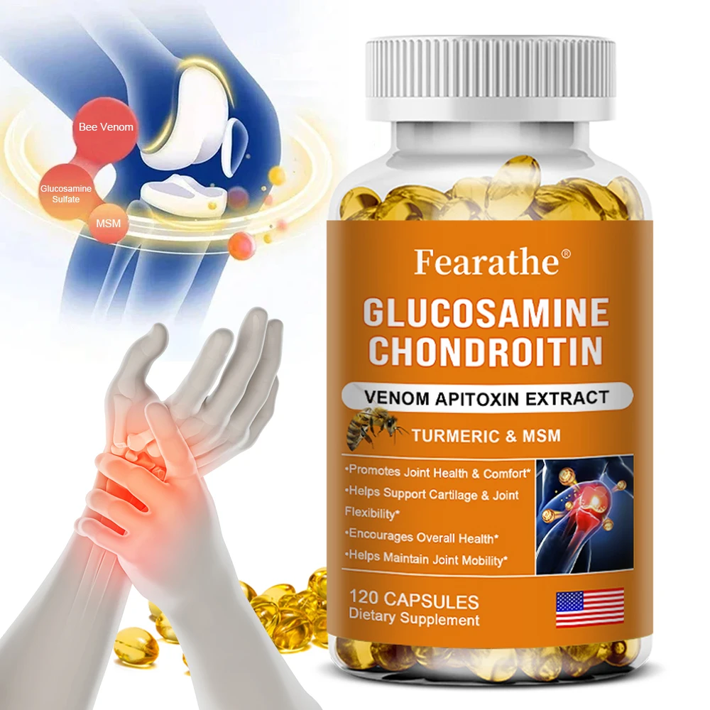 kf-Sf98a13bffbc54b9bb3d4d6f1f4b71cde3 Glucosamine Chondroitin MSM and Turmeric Supplement - Support for Cartilage & Joint Health & Flexibility, Non-GMO Capsules - Image 1