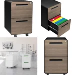 Laura Davidson Furniture Stockpile 2 Drawer Mobile File Cabinet with Lock - Under Desk Metal Filing Cabinet, Legal/Letter File F