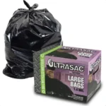 33 Gallon Trash Bags Huge 100 Pack w Ties 39 x 33 Heavy Duty Large Profional Quality Black Garbage Bags Extra Strong Plastic Tr