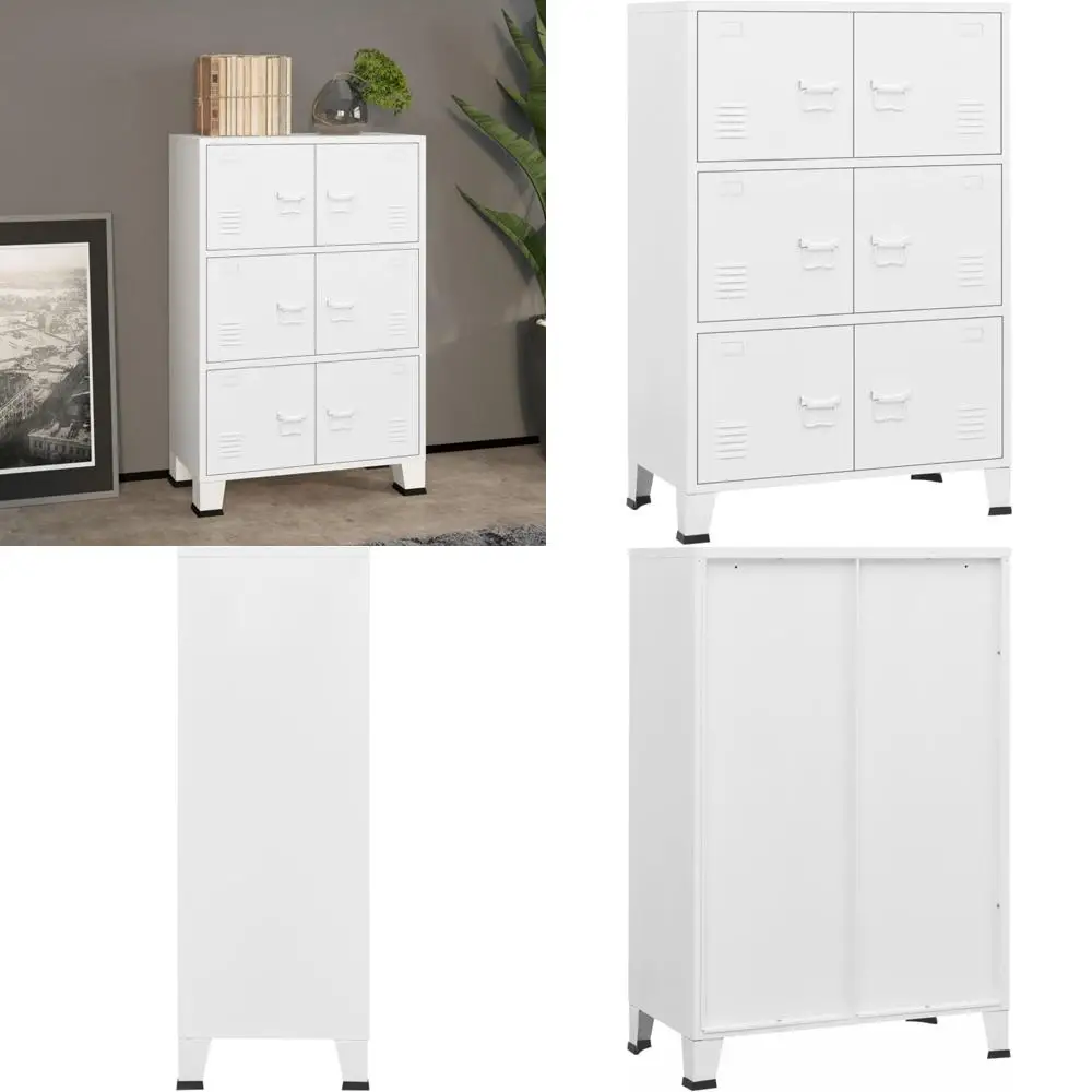 kf-Sfba53765bcbf4baf9089f81d14474726m Industrial Filing Cabinet, White, 75 x 40 x 115 cm, Metal, Security Locker, Office, Garage Workshop, Cold Rolled Steel - Image 1