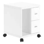 Contemporary White Laminate Mobile File Cabinet with Printer Cart for Modern Office Storage and Organization